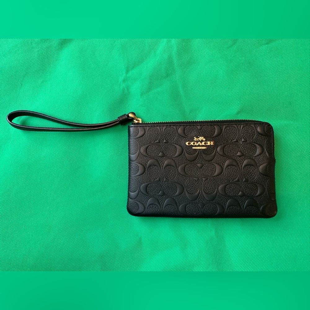 Coach Embossed Black Wristlet